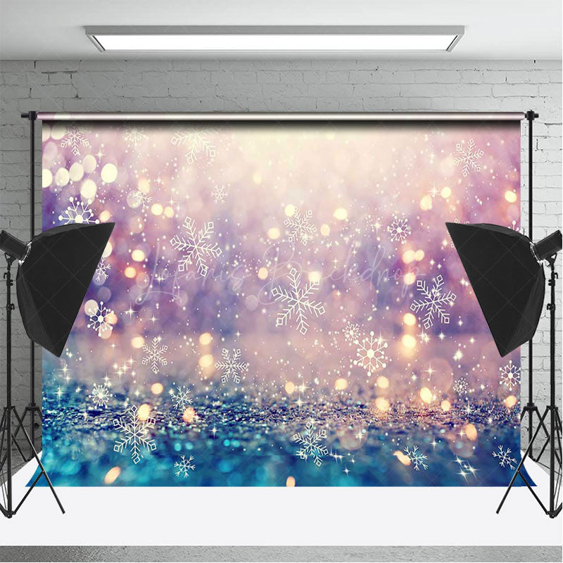 Lofaris Bokeh White Snowflake Light Winter Photo Backdrop