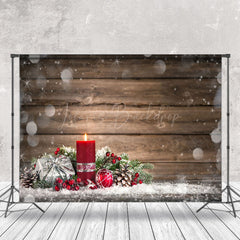 Lofaris Bokeh Wooden Burning Red Candles Christmas Backdrop