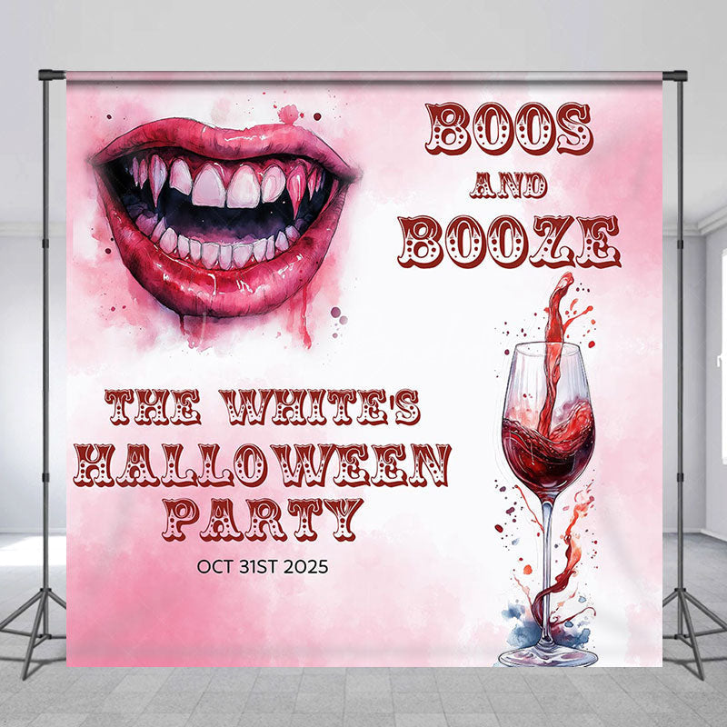 Lofaris Boos And Booze Custom Name Halloween Party Backdrop