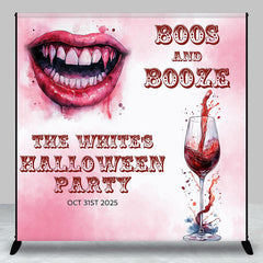 Lofaris Boos And Booze Custom Name Halloween Party Backdrop