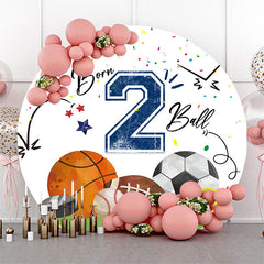 Lofaris Born 2 Ball Sports White Round Birthday Backdrop