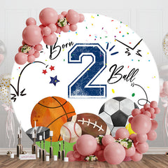 Lofaris Born 2 Ball Sports White Round Birthday Backdrop