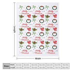 Lofaris Bow Tie Green Floral Christmas Custom Name Blanket