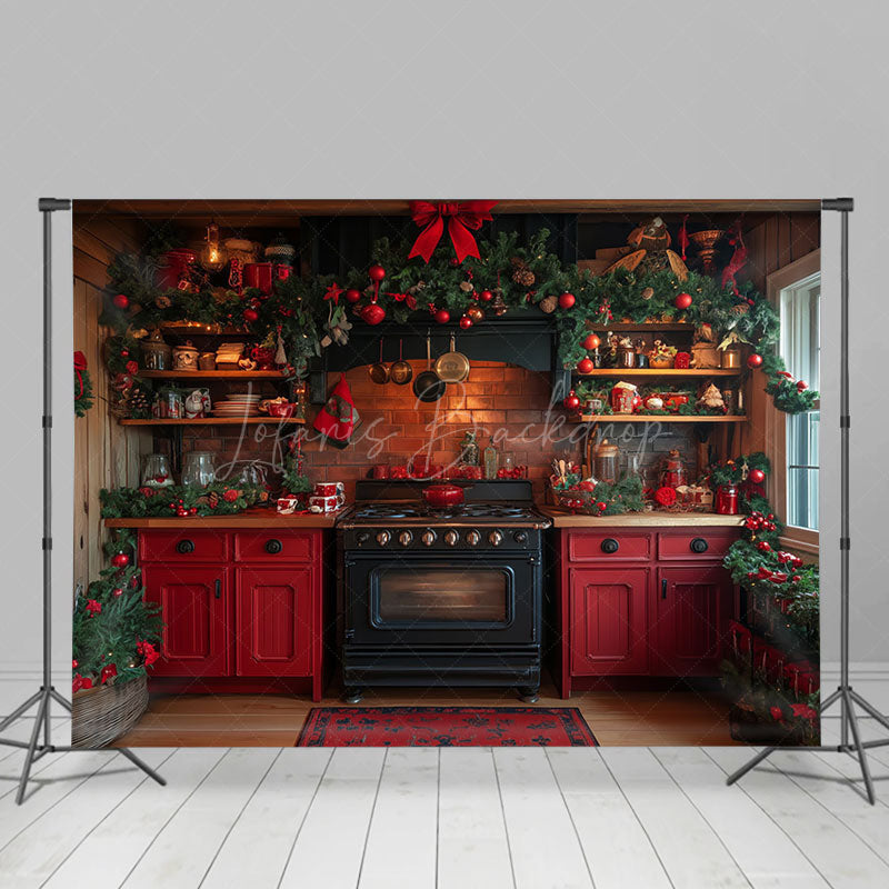 Lofaris Bowknot Festive Kitchen Cupboard Christmas Backdrop