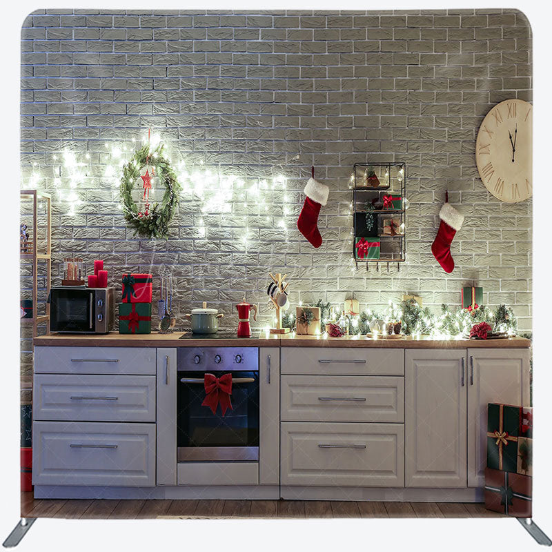 Lofaris Brick Wall Cupboard Christmas Pillow Case Backdrop