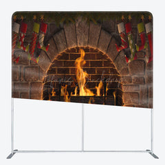 Lofaris Brick Wall Fireplace Christmas Pillow Case Backdrop