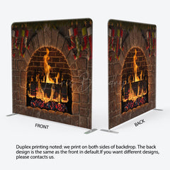 Lofaris Brick Wall Fireplace Christmas Pillow Case Backdrop