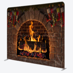 Lofaris Brick Wall Fireplace Christmas Pillow Case Backdrop