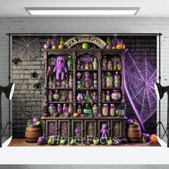 Lofaris Brick Wall Pick Your Poison Shelf Halloween Backdrop