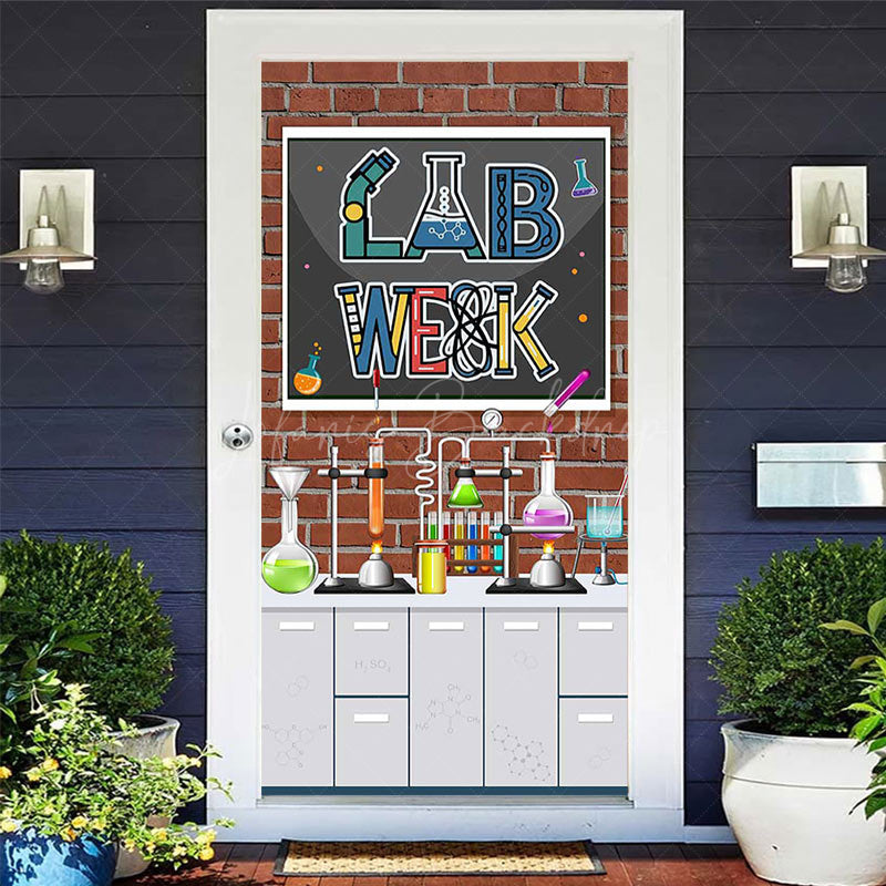 Lofaris Bricks Wall Chemical Reagents Lab Week Door Cover