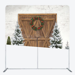 Lofaris Bricks Wall Wooden Door Merry Christmas Backdrop