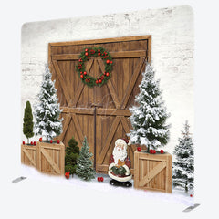 Lofaris Bricks Wall Wooden Door Merry Christmas Backdrop