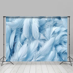 Lofaris Bright Blue White Soft Feathers Fine Art Backdrop