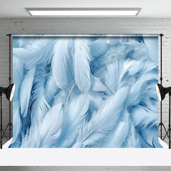 Lofaris Bright Blue White Soft Feathers Fine Art Backdrop