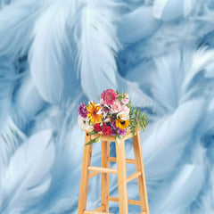 Lofaris Bright Blue White Soft Feathers Fine Art Backdrop