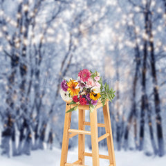 Lofaris Bright Light Twinkling Snowy Winter Forest Backdrop