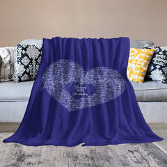 Lofaris Bright Royal Blue Custom Family Name Heart Blanket