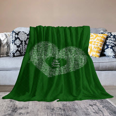 Lofaris Bright Royal Green Custom Family Name Heart Blanket