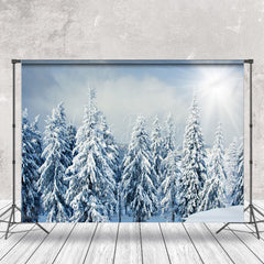 Lofaris Bright Sumshine Snowy Pine Forest Winter Backdrop