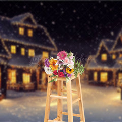 Lofaris Bright Village At Night Christmas Photo Backdrop