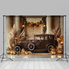 Lofaris Brown Car Boho Floral Candlelight Room Set Backdrop