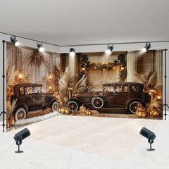 Lofaris Brown Car Boho Floral Candlelight Room Set Backdrop