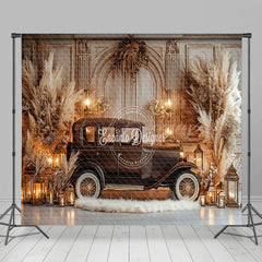 Lofaris Brown Car Boho Floral Candlelight Room Set Backdrop