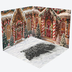 Lofaris Brown Festive Christmas Vibe House Room Set Backdrop