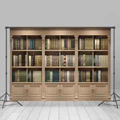 Lofaris Brown Gorgeous Bookcase Scenario Photo Backdrop