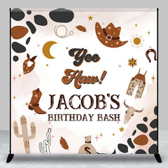 Lofaris Brown Pattern Cowboy Custom Name Birthday Backdrop