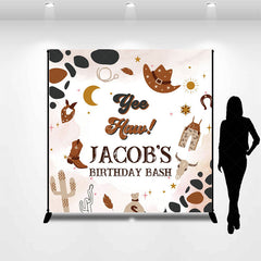 Lofaris Brown Pattern Cowboy Custom Name Birthday Backdrop