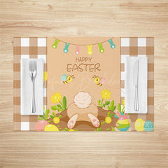 Lofaris Brown Plaid Bunny Spring Easter Set Of 4 Placemats