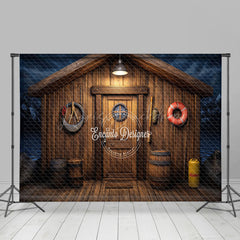 Lofaris Brown Retro Wooden Fishing Cabin Room Set Backdrop