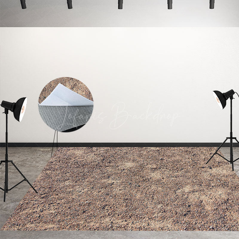 Lofaris Brown Soil Sand Gravel Pattern Fabric Floor Backdrop