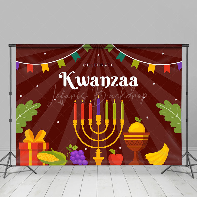 Lofaris Brown Tribal Candlestick Celebrate Kwanzaa Backdrop