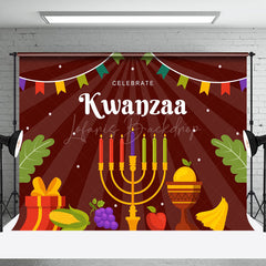 Lofaris Brown Tribal Candlestick Celebrate Kwanzaa Backdrop