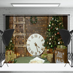 Lofaris Brown Wood Wall Ladder Clock Tree Gift Xmas Backdrop