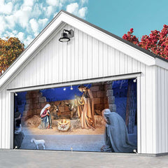 Lofaris Bullpen Holly Jesus Birth Xmas Garage Door Banner