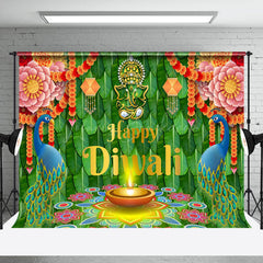 Lofaris Bunga Malai Ganesha Floral Mandala Diwali Backdrop