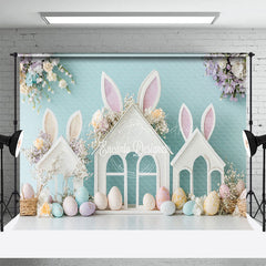 Lofaris Bunny Ear Hutch Eggs Floral Easter Photo Backdrop