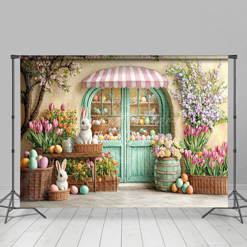 Lofaris Bunny Floral Spring Colorful Easter Boutique Backdrop