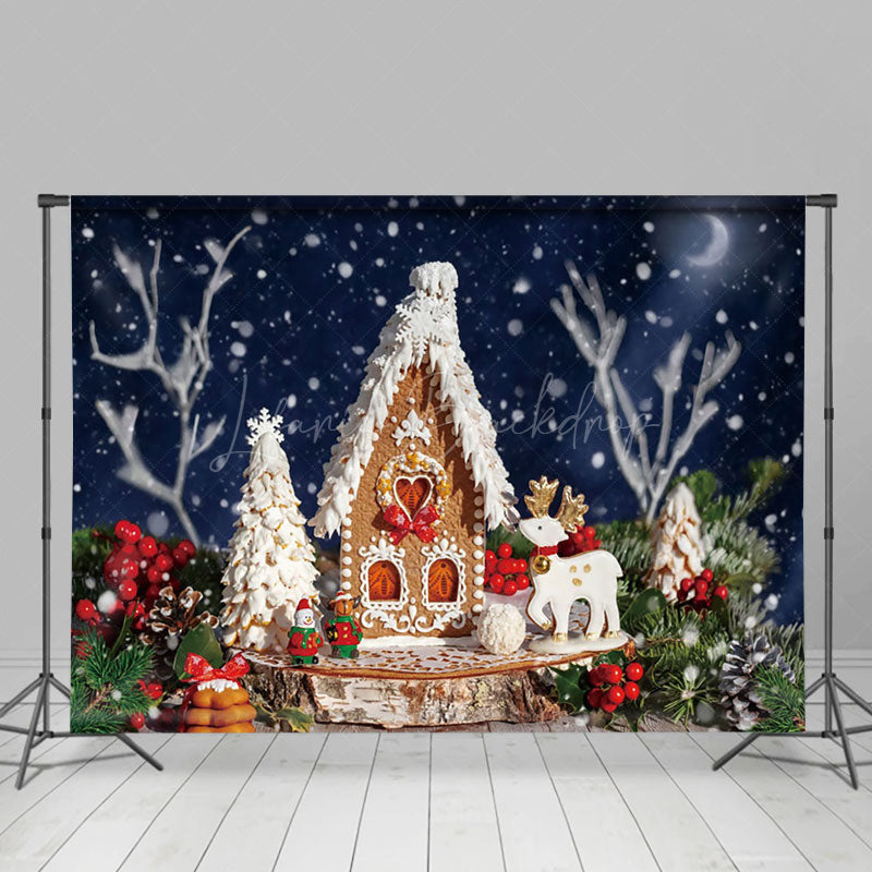 Lofaris Buttercream Gingerbread House Starry Christmas Backdrop