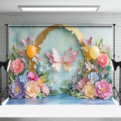 Lofaris Butterfly Colorful Floral Aesthetic Photo Backdrop