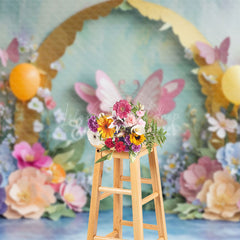 Lofaris Butterfly Colorful Floral Aesthetic Photo Backdrop