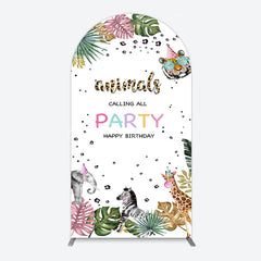 Lofaris Calling All Safari Animals Birthday Arch Backdrop