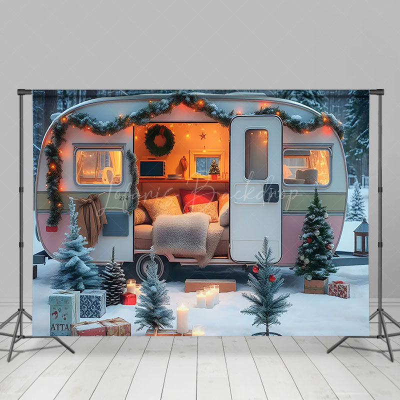 Lofaris Camper Van Festive Warm Interior Winter Backdrop