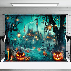 Lofaris Candle Light Pumpkin Villa Halloween Night Backdrop