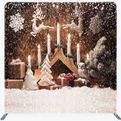 Lofaris Candle Snowflake Owl Deer Tension Fabric Backdrop