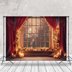 Lofaris Candlelight Window Scene Christmas Vibe Backdrop