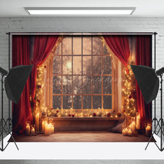 Lofaris Candlelight Window Scene Christmas Vibe Backdrop